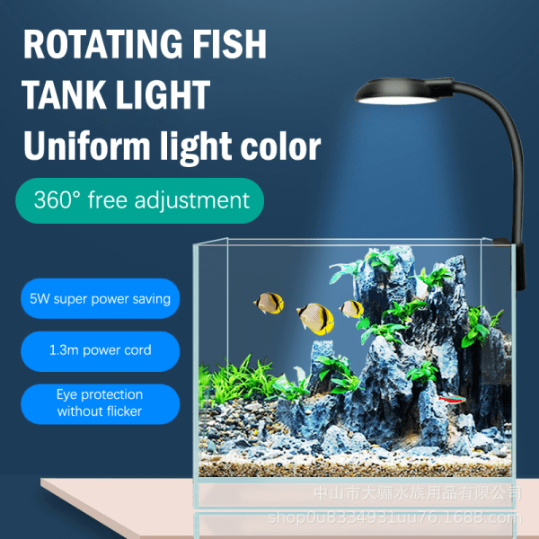 Fish Tanks Clip-on Light Clamp LED Beads Lights 360-Degree Rota White One Size White One Size