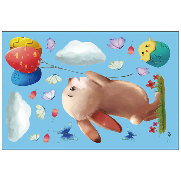 Pääsiäis-tarrat Cartoon Rabbit Egg PVC Staattinen sähkötarra Seinäkoriste null - 4