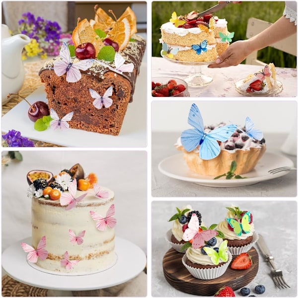 72 stk spiselige sommerfugl kaketopper, lilla sommerfugl kaketopper, sommerfugl cupcake bryllupstopper, klebrig papir, bursdagsdekorasjon jente Purple butterfly
