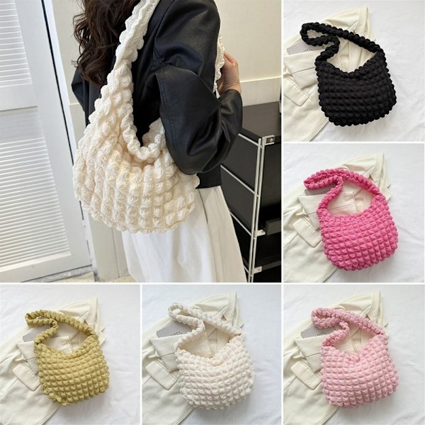 Naisten ruudullinen tikattu olkalaukku, suuri tilavuus, crossbody-laukku yellow