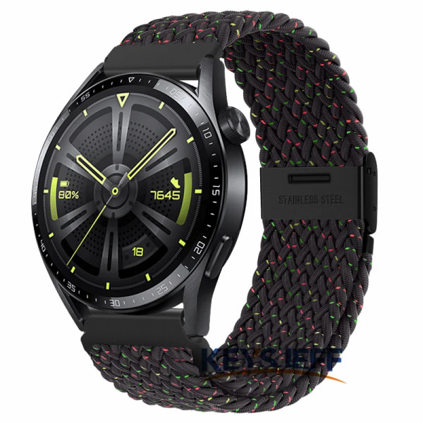 22 mm nylon Kompatibel med Galaxy Watch 3 45 mm/ Watch 46 mm, Gear S3 Frontier/Classic , Huawei Watch GT 3 46 mm flettet rem 2