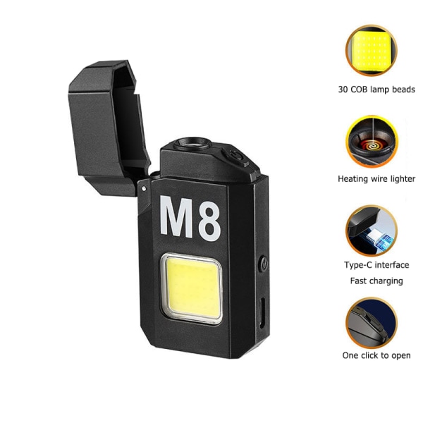 Vindsikker elektrisk lighter Type-C Smart Opladning COB-belysning P A1