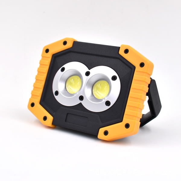 Arbetsljus Uppladdningsbar, LED-arbetslampa Bärbar strålkastare Magnetisk LED-lampa för utomhusbelysning 2-pack (gul)