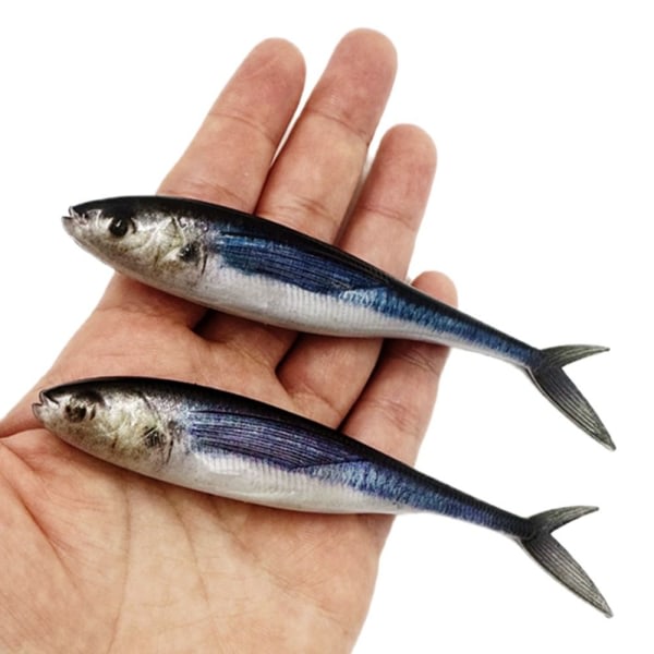 2 stk 3D-fiske trolling agn Myke fiskedrag A
