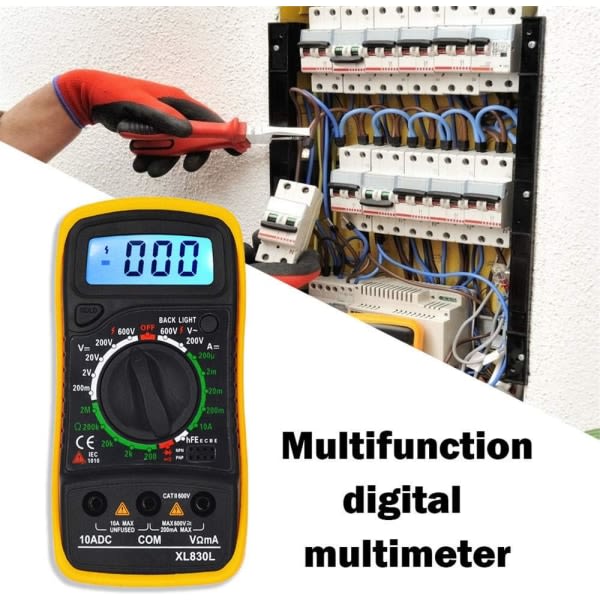 XL830L Bärbar Digital Multimeter Bakgrundsbelysning AC/DC Amperemeter Voltmeter Ohm Tester Handhållen LCD Spänning Ström Power Meter Test