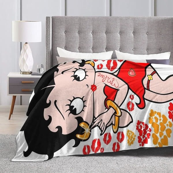 Betty Boop Fleecefilt for alle årstider,mjuk Fluffig Varm Flanell Plysch Täcke for soffa,säng,jul -w272 50x40in 125x100cm