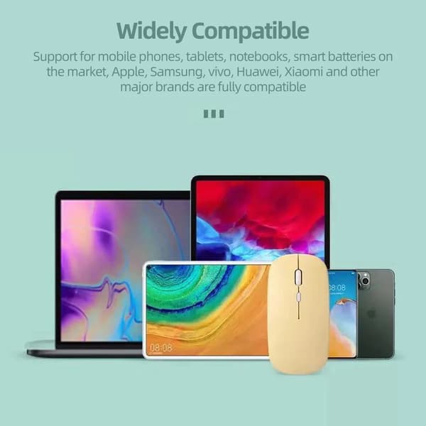 Bluetooth Mus til iPad Samsung MatePad Lenovo MiPad Android Windows Tablet Batteri Trådløs Mus til Laptop white