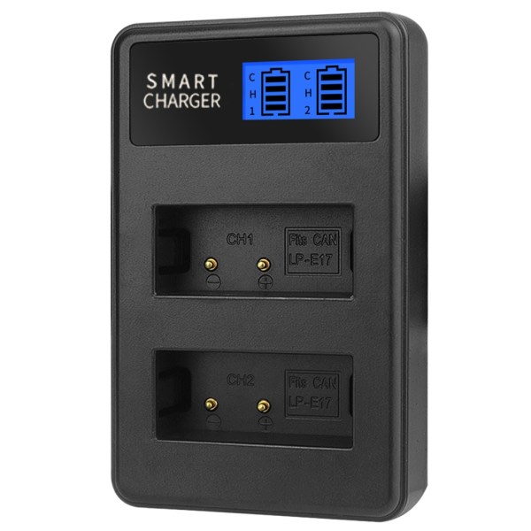 LP-E17 Dobbeltkanals LCD USB-oplader til Canon Eos 750D, Eos 760D, Eos M3 kamera og mere (LP-E17-DL)