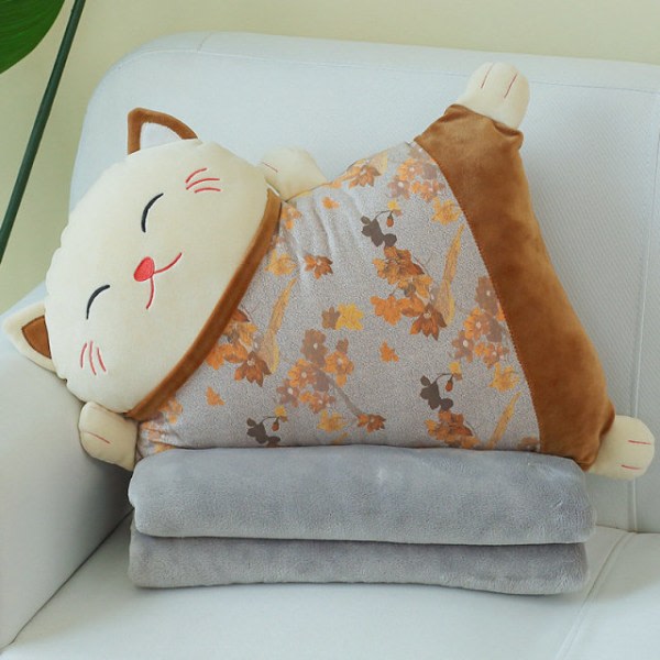 （brun）Plush Doll kinesisk stil kattsoffa kuddfamilj