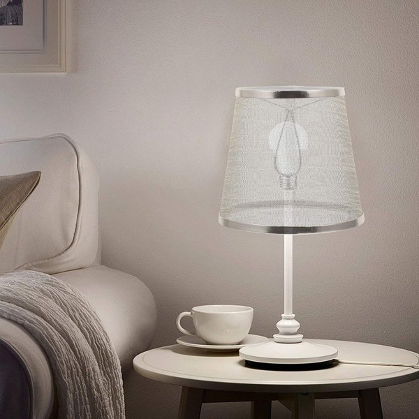 2 stk stofflampeskjerm Clip On Bulb, Barrel Cloth Lampskärm,