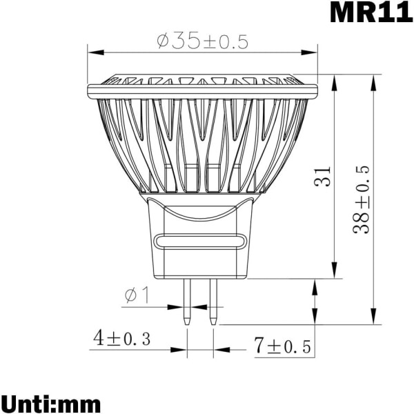 MR11 GU4 LED Spotlight Pære 3W 12 Volt Ultra Lys Svarer til 35W Halogen Pære 280LM 30° Strålevinkel Cool White 6000K 6 Pakke