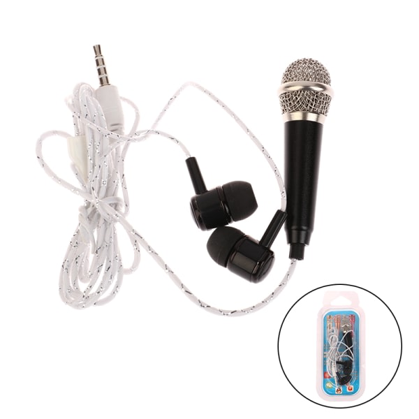 3,5 mm Karaoke Mic hörlurar Mini stereo hörlurar In-Ear Headset Svart med Headset Black with Headset