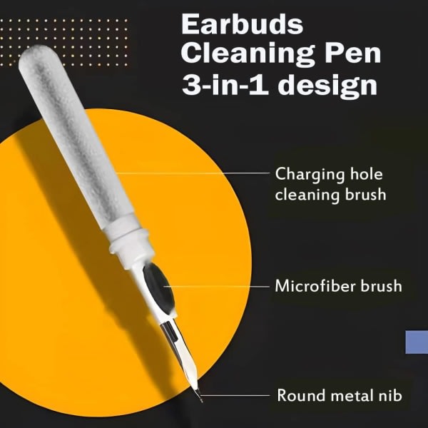 Earbud Cleaning Kit, Cleaning Kit Pennform med mjuk borste Case Tillbehörsverktyg (vit)