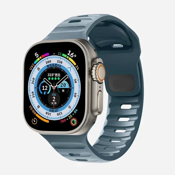 Silikonrem til Apple Watch Band 49mm 44mm 45mm 40mm 41mm 42mm 38mm Ultra 2 Sport Correa Armband iwatch Series 9 8 7 6 5 sea blue