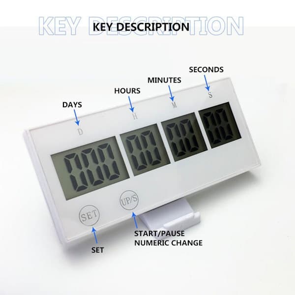 999 Dages Nedtællingsur Elektronisk Digital Timer SORT Sort Sort Black