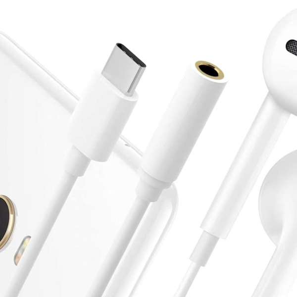 USB C - 3,5 mm:n sovitin, tyyppi C - 3,5 mm:n liitäntä, kuulokeliitäntä, äänenmuunnin, kuulokejohto Huawei Mate10 Prolle, P20:lle, 6 valkoista White
