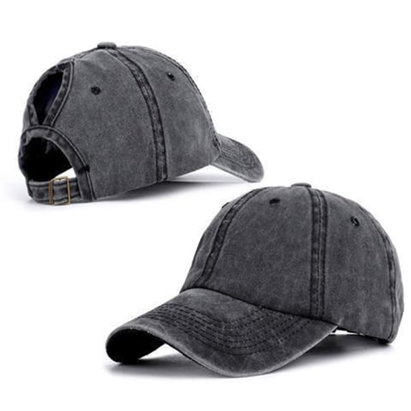 Vintage hästsvans cap Dam Justerbar Snapback Hat Summa Khaki yksikokoinen