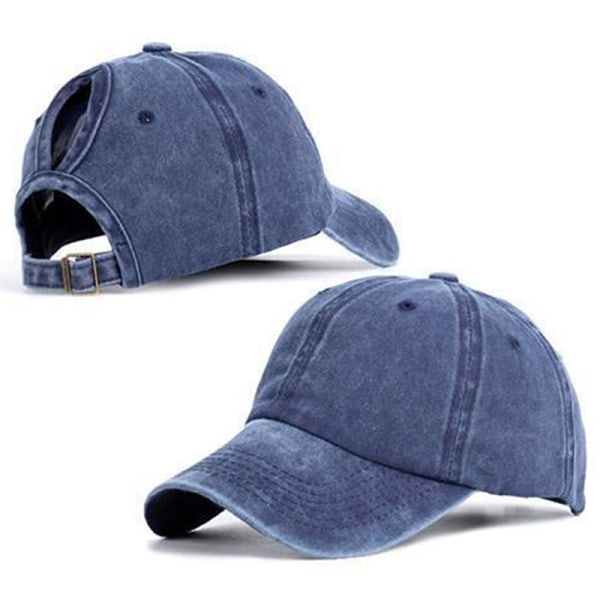Vintage hästsvans cap Dam Justerbar Snapback Hat Summa Navy yksikokoinen Navy onesize