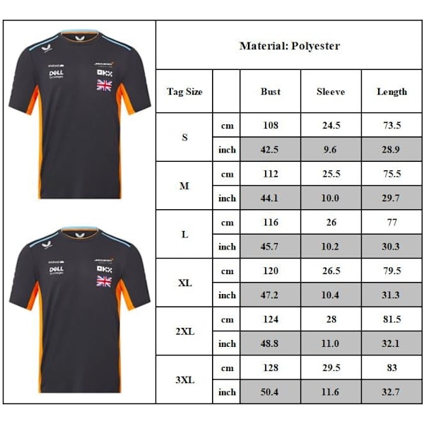 McLaren F1 2023 Offisiell Team Lando Norris T-skjorte Phantom Kortærmet XL XL