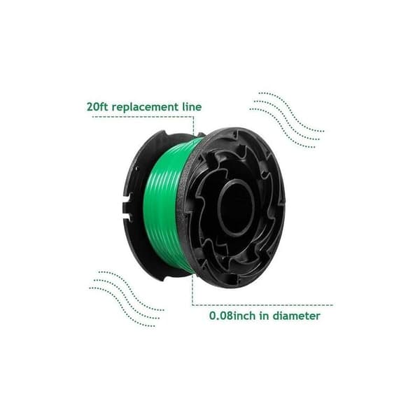 Pakke med 6 spoler med tråd for Black and Decker GL7033, GL8033, GL9035 gresstrimmer, 6 m, DEBUNS