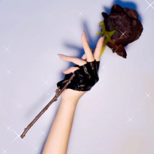 Pu Läder Fingerless Handske För Goth Punk Rock Lolita Harajuku Vinröd One Size Wine red One Size