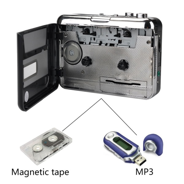 Bærbar bandspiller Får MP3 USB-port Strøm Ljudkassettbånd