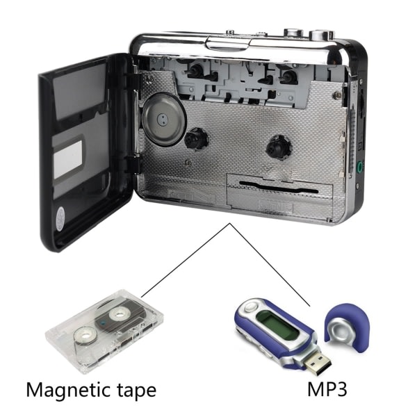 Kannettava kasettisoitin Tallentaa MP3 USB -portti Virta Äänikasetti