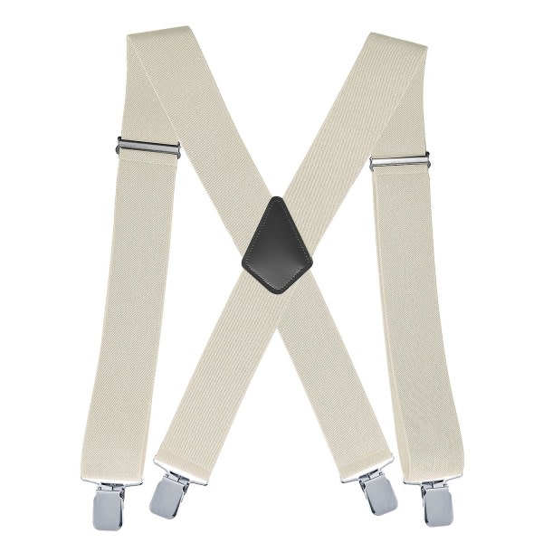 Vita hängslen for män Breda hängslen Justerbara elastiska hängslen for män med kraftiga clips, 5 cm breda, 120 cm långa