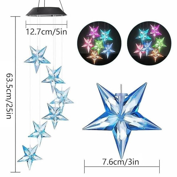 Ulkoilman vedenpitävä Led Solar Wind Chime Light 7 väriä