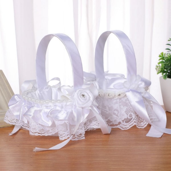 Elegant Bröllopstillbehör Blomkorg Simulering Kronblad Fest Vit 5672