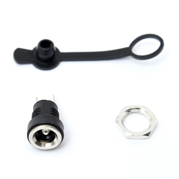 1 stk Vandtæt 5,5 x 2,1 mm DC-stik Power Plug hun Mon Sort 1 stk Black 1pc