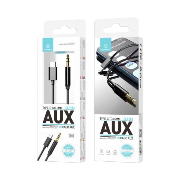 AUX-kabel, USB-C til 3,5 mm - 1 m - Svart