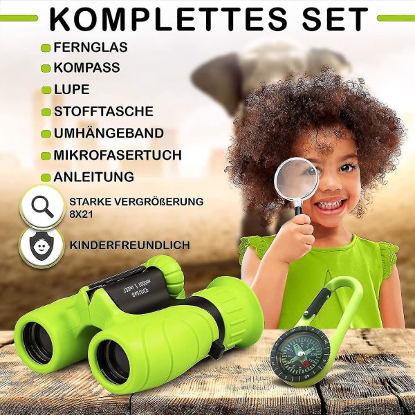 Børnekikkert med forstørrelsesglas og kompas