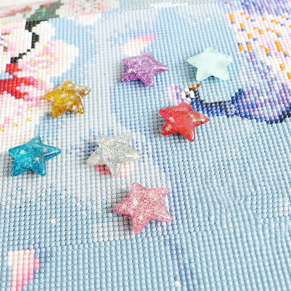 Glitter Star Diamantmålning Skyddshållare Bild för Korsstygn Magnetisk Hållare Lokator för Vuxna DIY Handgjord Konst Cr Silver