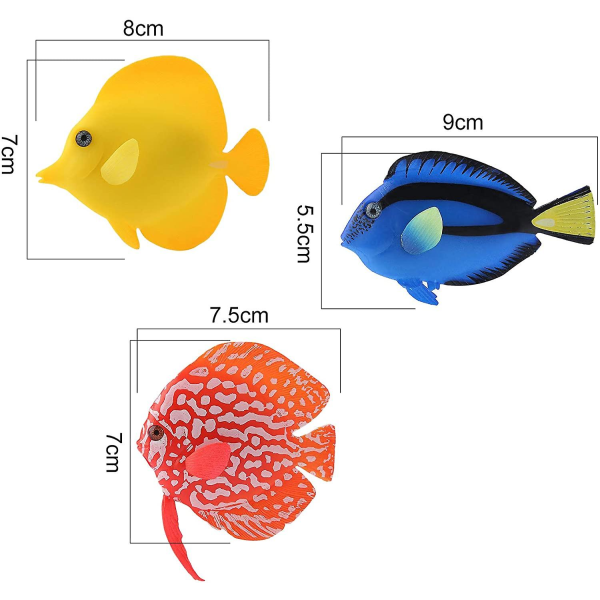 Keinotekoinen trooppinen kala 3kpl Keinotekoinen silikonikala Luonnollinen kala Loistava