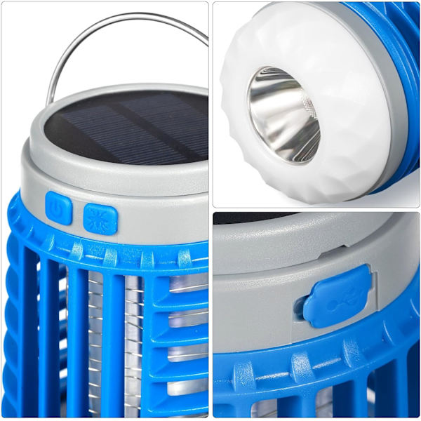 3 kpl Aurinkohyönteismyrkky USB-valo Vedenpitävä Hyönteislentovalo Ansa Taskulamppu blue 3pcs