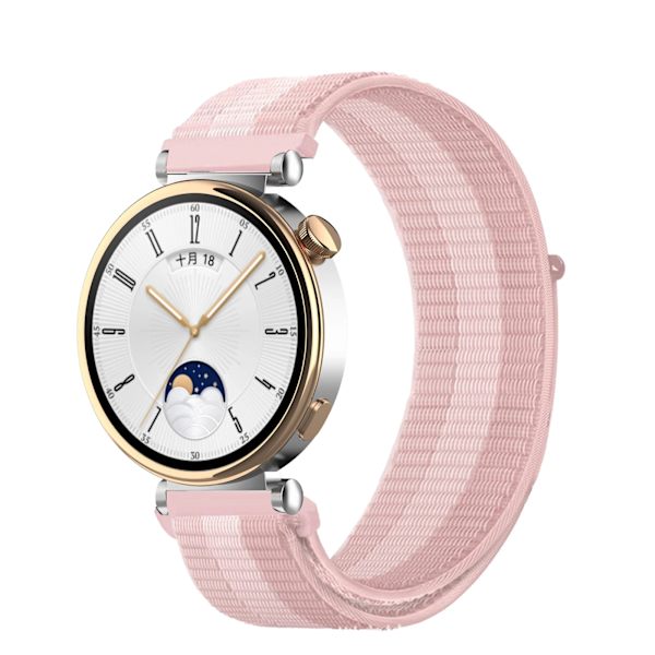 18MM Sport Nylon Loop Band för Xiaomi Mi Smart Watch Armband Dam Armband För Garmin Vivoactive 4S/Venu 2s Correa Armband Rosa vit pulver Pink white powder 18MM