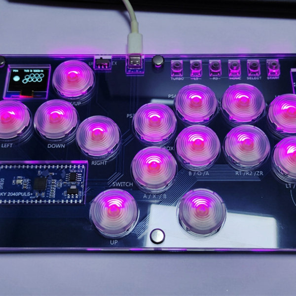 14-Knap Arcade Joystick Fight Stick Mekanisk Knap Spil Controller til Hitbox PC null - Transparent grå og