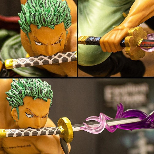 Roronoa Zoro Anime Figur 5,9 tommer Sauron Tre Sværd Stil Statuette Figur Realistisk Karakter Model Ornament