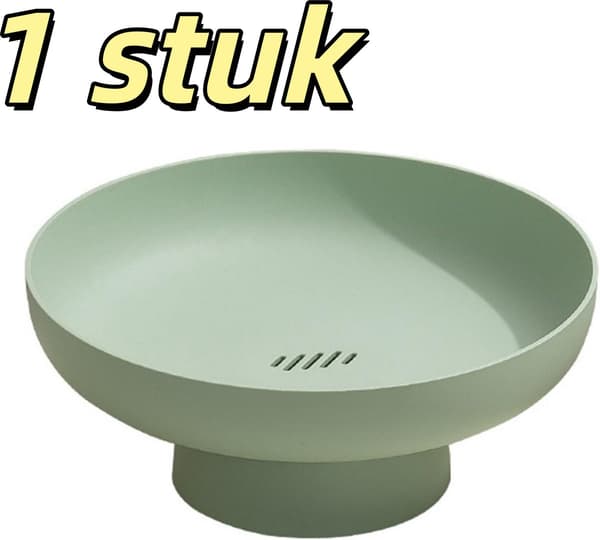 Fruktskål, PP-plast med dräneringshål och halkfri bas, multifunktionell snackshållare för kök och matbord, grön