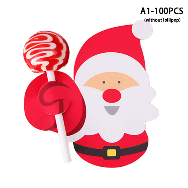 100 kpl Joulujuhla Lollipop Lollytikkukortti Sockerlimpapapperi C A1