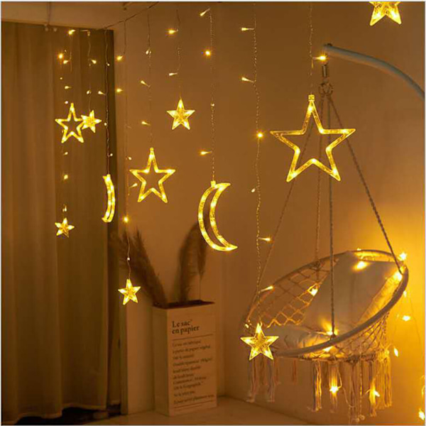 Kaukosäädin tähti-kuu jäätelöbaari LED koristevärilamppu Lämmin valkoinen Warm white Plug in