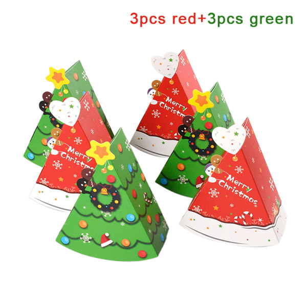 6 stk. kageform julegodis gaveæsker Cookie Snack Bagning 3 rød og 3 grøn 6 stk. 3red and 3green 6Pcs