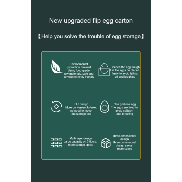 Kreativ Ägglåda för Kyl, Hushåll, Äggförvaring, Kökshylla för Landstilsbänkskivor