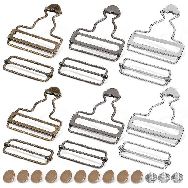6 set övergripande spännen metall hängselbytesspännen med knappar för byxor Farkkuhaalari Kläder