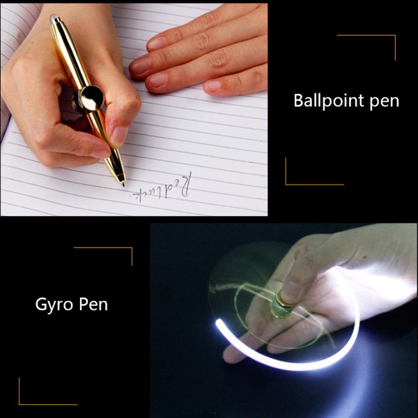 Bärbar fingertopp Fidget Stationery LED kulspetspenna enkel roterande nyhet present skolmaterial pojkar flickor stressavlastning blå