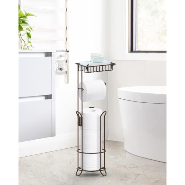 IC Toiletpapirholder til Gulv i Bronze med Toplåg
