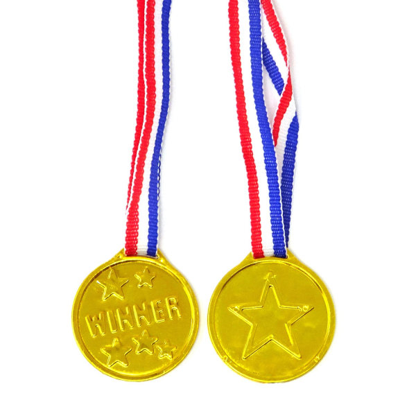 48 stycken Barn plastmedaljer hängande Leksaker Golden Games medaljer koppar sølv leksak fest present