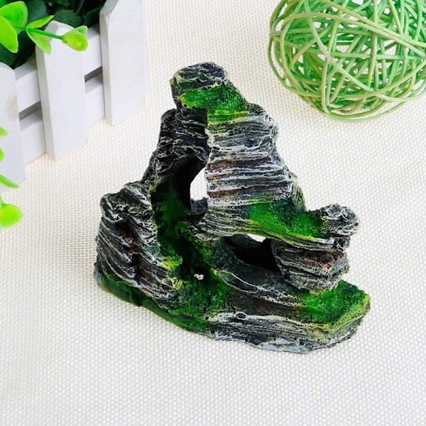 Akvariumshule i resin med grønt gress, gjemmested for reker, akvariedekorasjon 11x9x11cm 10x5.5x10cm