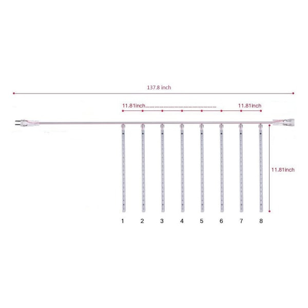 LED-meteorishower-fest, 30 cm 8 rör LED-slingor Nederbörd